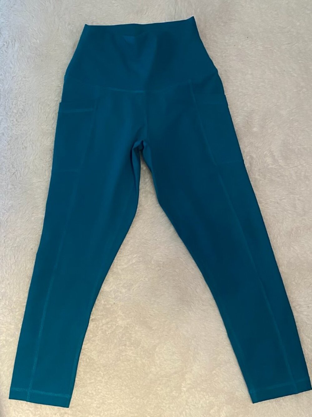 90 Degree by Reflex Teal High Waisted Capri Leggings Pockets XS